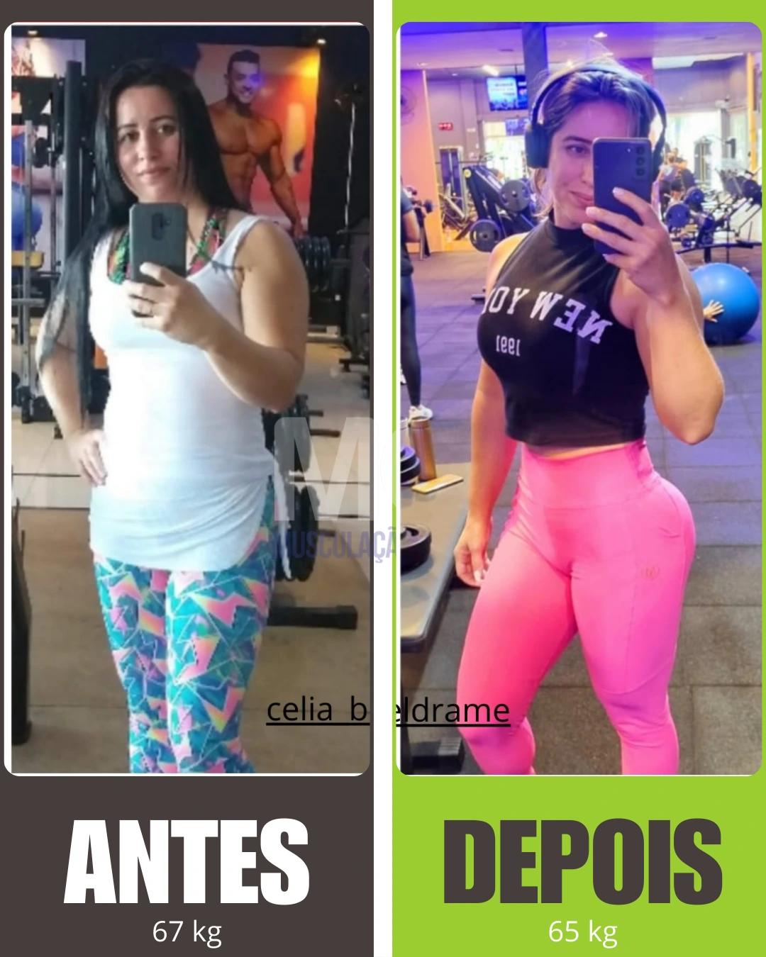 Célia - perdeu 12cm de cintura e ganhou 6cm de bumbum aos 42 anos